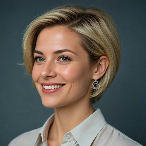 Zilverkleurige Linda hart oorbellen met zirkonia stenen - Victoria Valenza