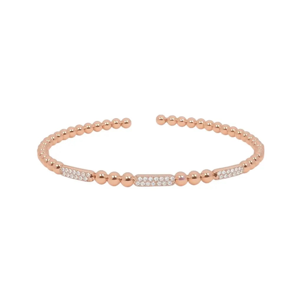Roségoudkleurige bolletjes flexarmband met zirkonia stenen  Victoria Valenza