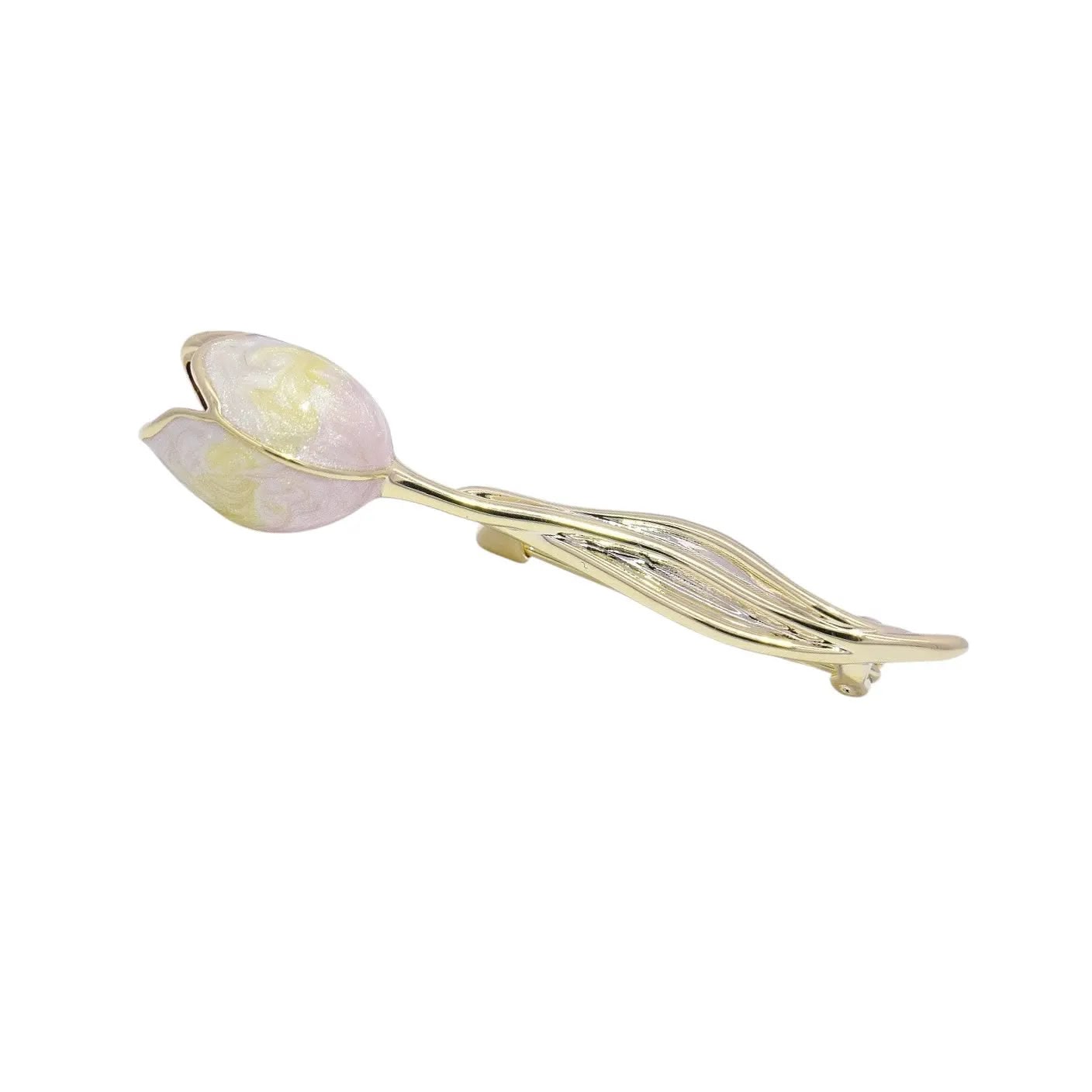Goudkleurige tulp broche met emaille  Victoria Valenza