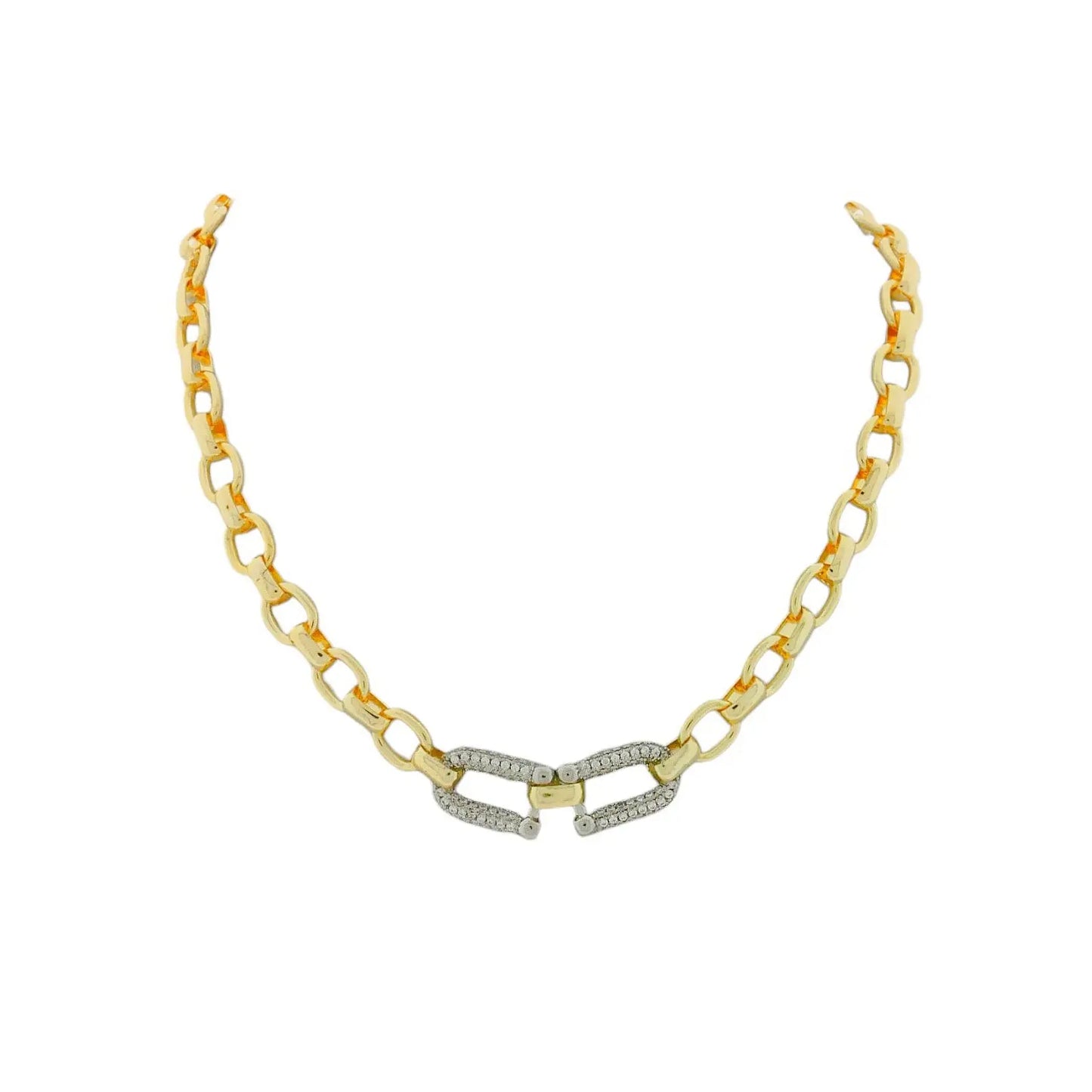 Bicolour fantasie collier met pavé zirkonia stenen  Victoria Valenza