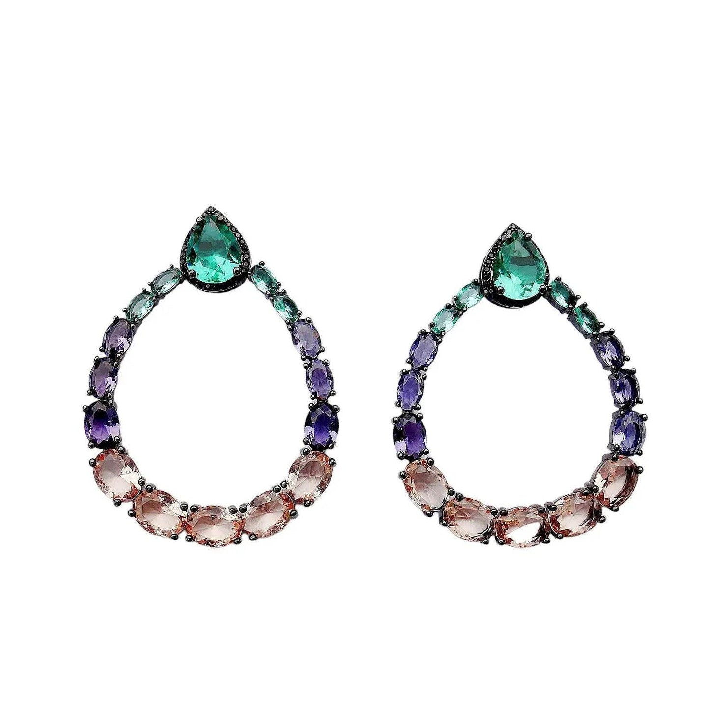 Multicolor oorbellen met zirkonia's - Victoria Valenza
