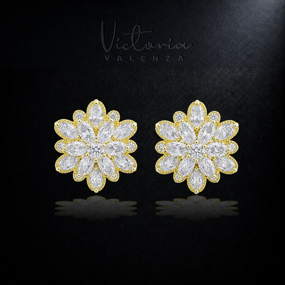 Goudkleurige Florence Clip Oorbellen met Zirkonia Stenen | Victoria Valenza