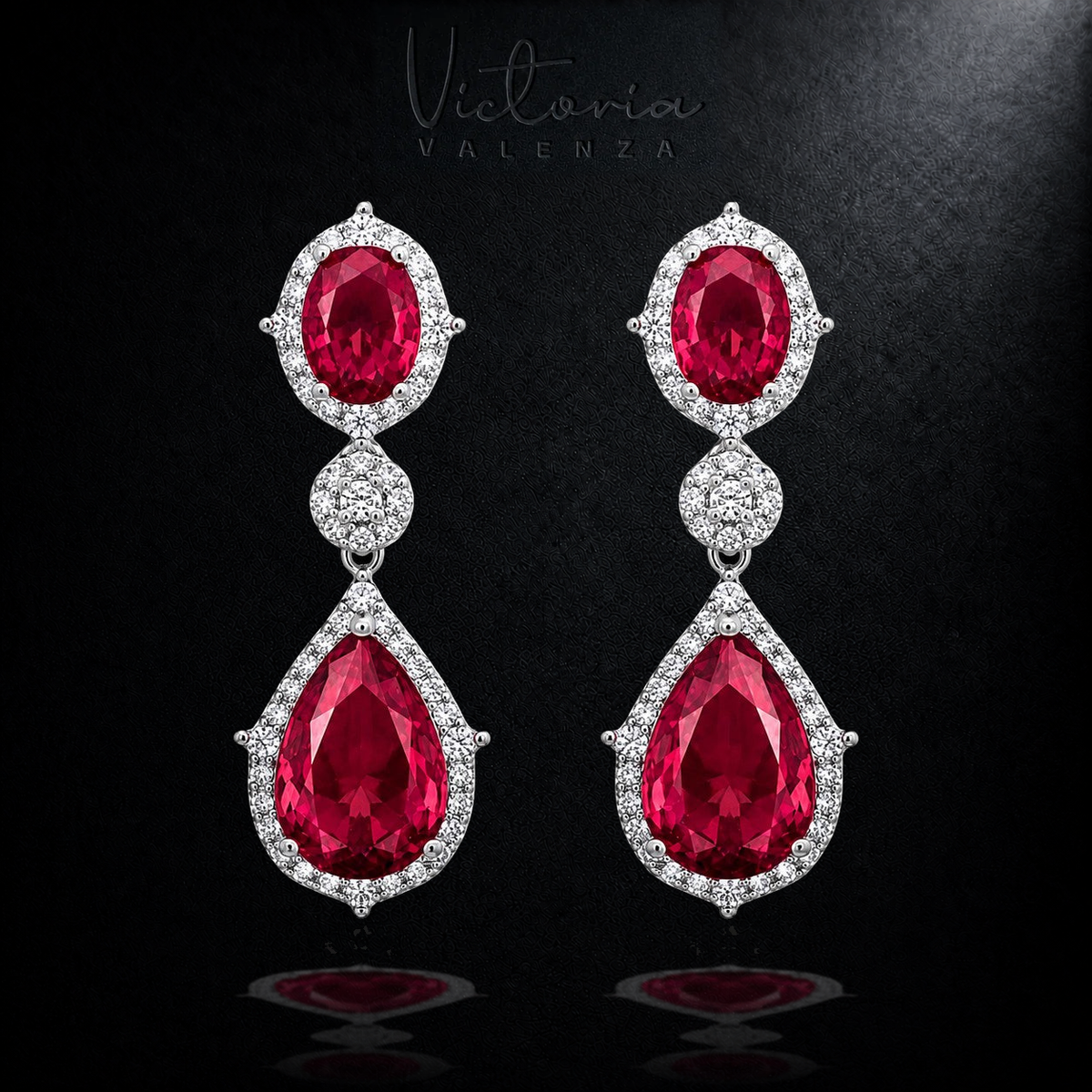 Zilverkleurige Bellissima Oorbellen met Toermalijnkleurige Zirkonia Stenen | Victoria Valenza