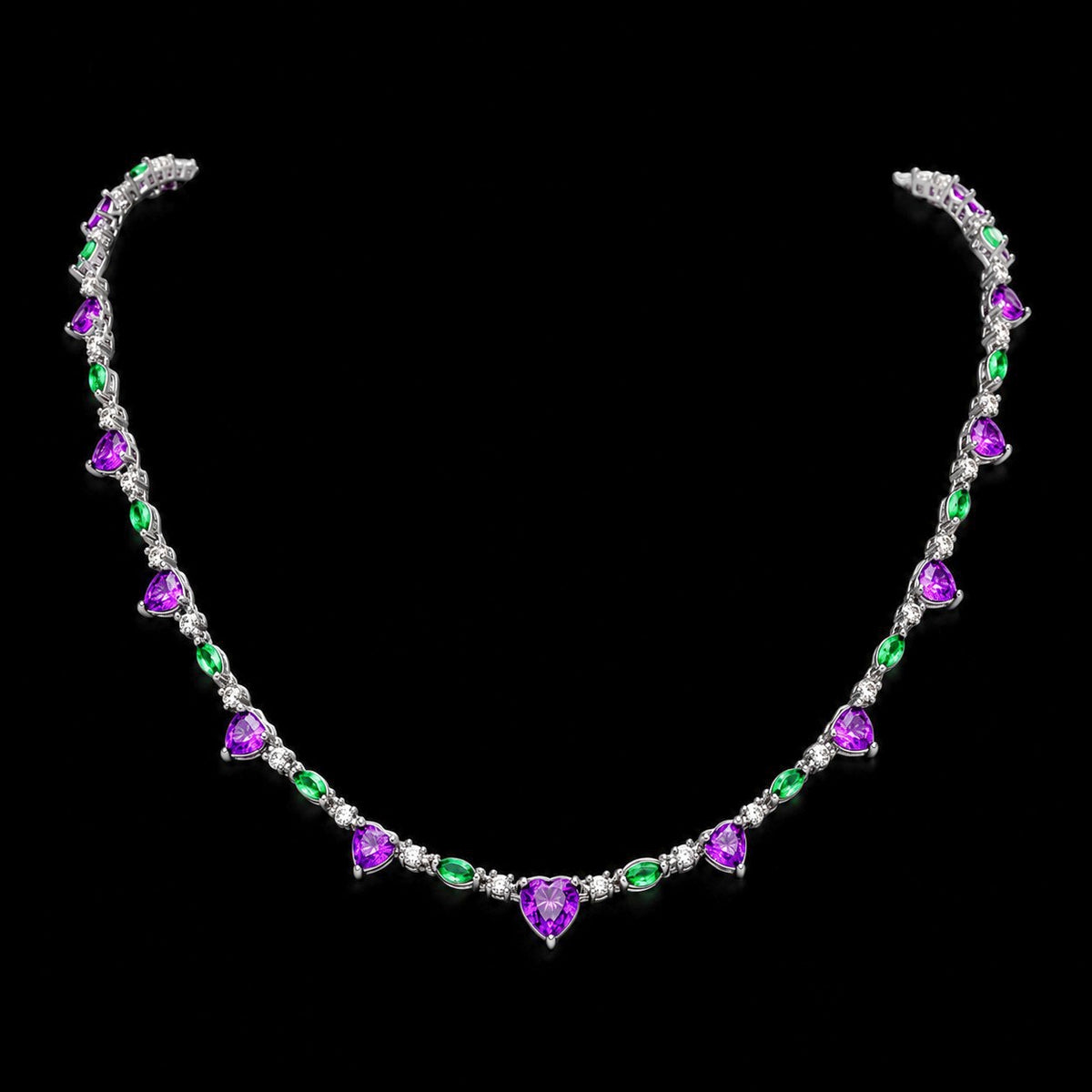 Zilverkleurige Amore Viola Collier met Amethystkleurige Zirkonia Stenen | Victoria Valenza