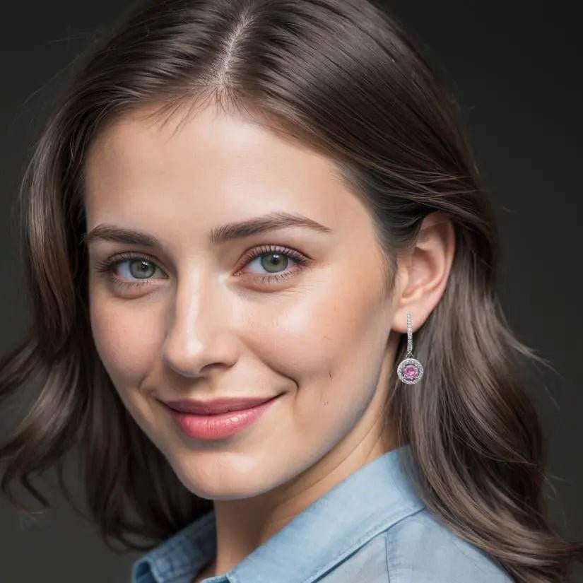 Zilveren oorhangers met roze en witte zirkonia's - Victoria Valenza