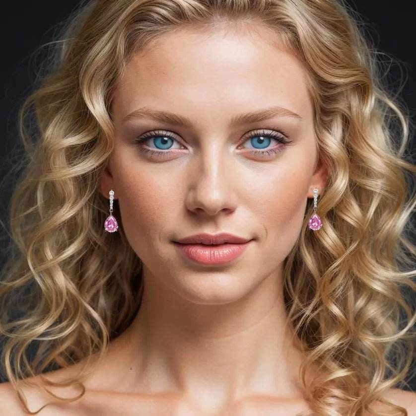 Zilverkleurige oorbellen met Roze en Witte Zirkonia’s - Victoria Valenza