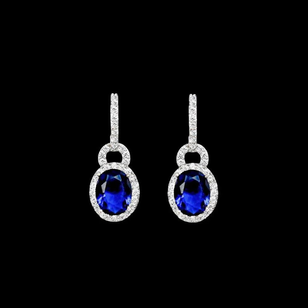 Zilverkleurige oorbellen met blauwe en witte zirkonia's Victoria Valenza