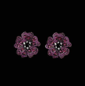 Bloem oorknoppen met roze en witte zirkonia's Victoria Valenza
