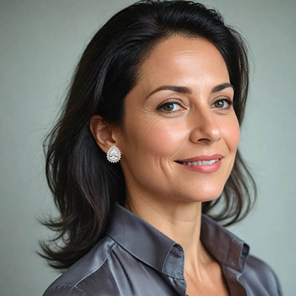 Zilverkleurige Druppel Clip Oorbellen met Clips en Zirkonia’s - Victoria Valenza