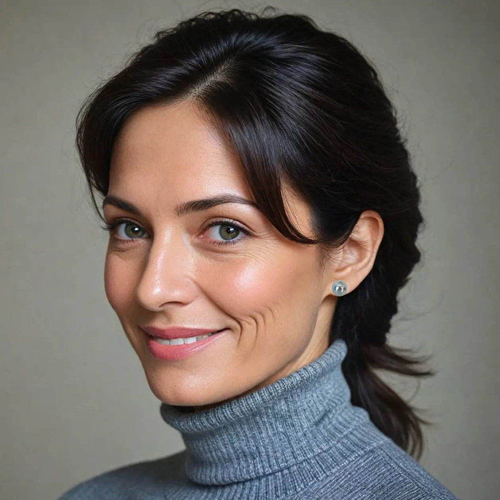 Zilveren oorknoppen met grijze parels - Victoria Valenza