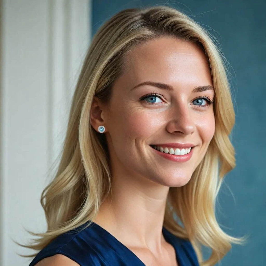 Zilveren entourage oorbellen (dubbel entourage) met blauwe zirkonia's - Victoria Valenza