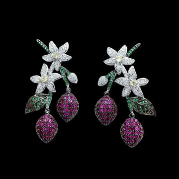 Bloementros oorbellen met multicolor zirkonia's Victoria Valenza