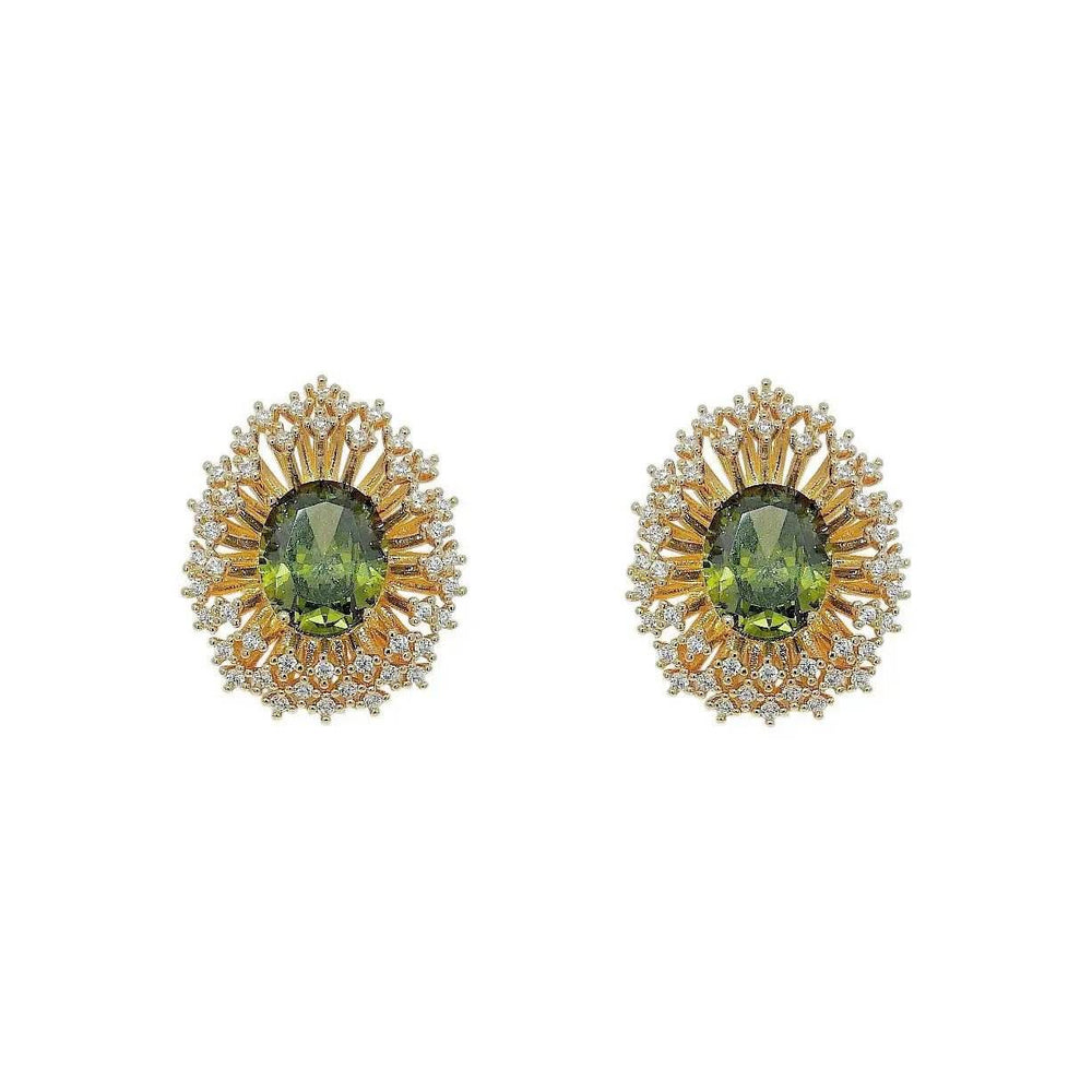 
                      
                        Goudkleurige oorbellen met groene en witte zirkonia stenen - Victoria Valenza
                      
                    