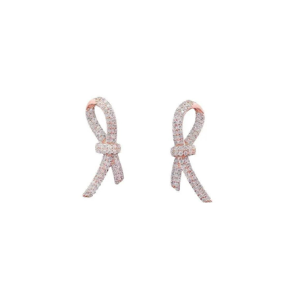 
                      
                        Roségoud vergulde zilveren ribbon oorbellen met zirkonia stenen - Victoria Valenza
                      
                    