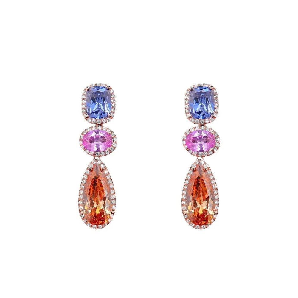 
                      
                        Roségoud vergulde zilveren oorbellen met multicolor zirkonia stenen - Victoria Valenza
                      
                    