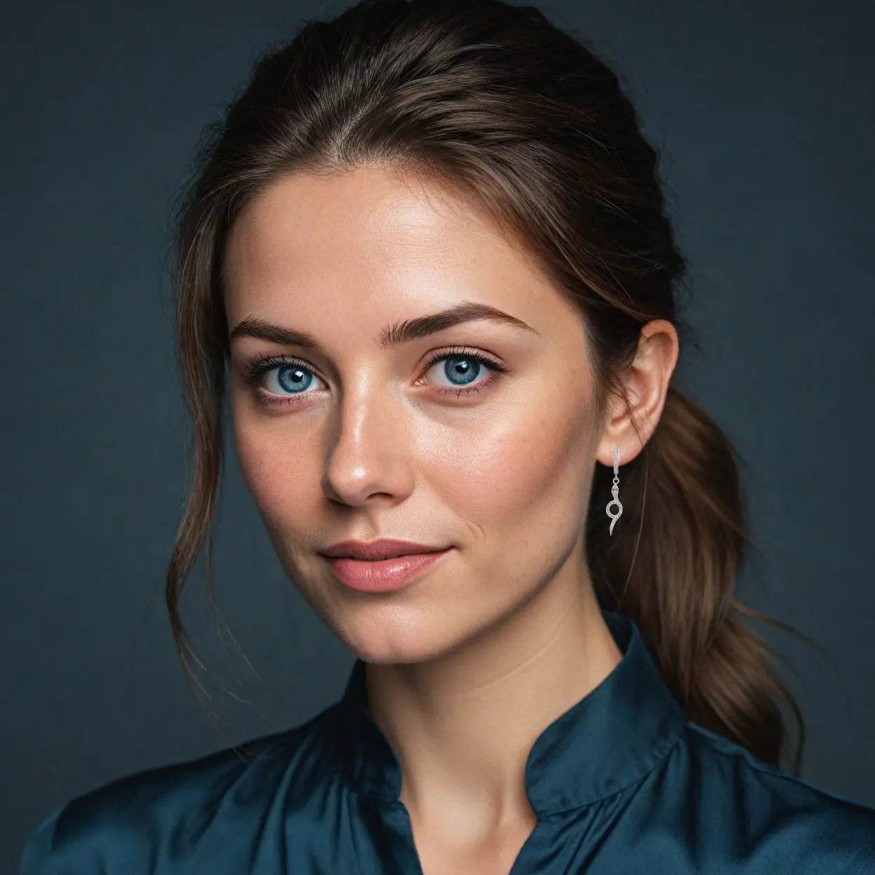 Zilveren slang oorbellen met zirkonia stenen - Victoria Valenza