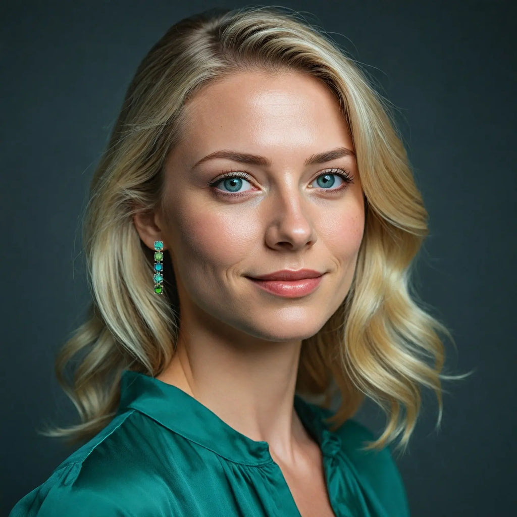 Verguld zilver oorbellen met groene zirkonia stenen  Victoria Valenza