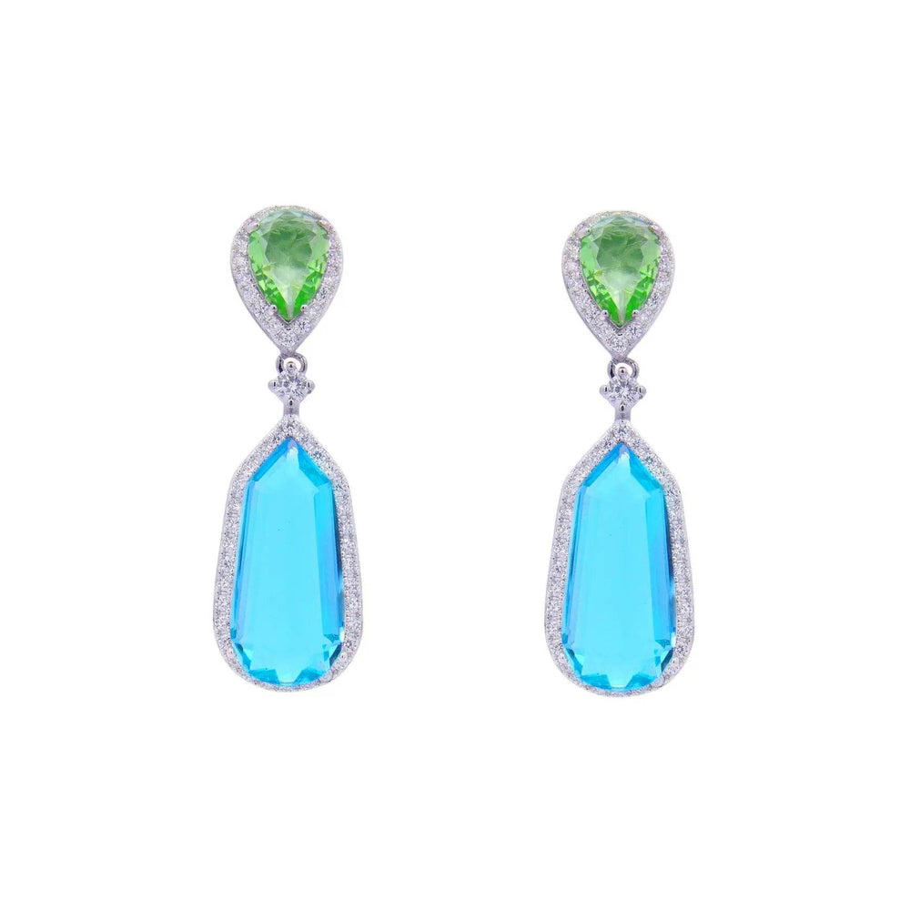 
                      
                        Zilverkleurige fantasie oorbellen met groene en blauwe zirkonia stenen - Victoria Valenza
                      
                    