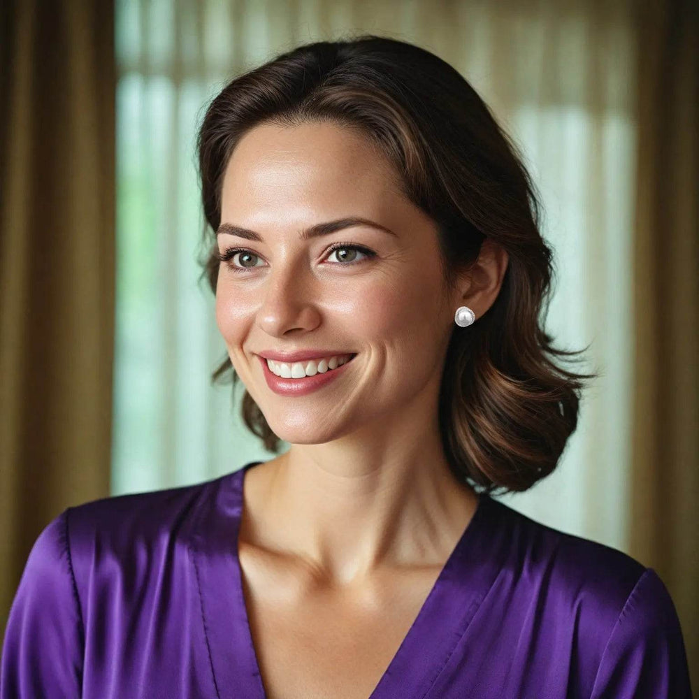 Zilverkleurige entourage oorbellen met parels en zirkonia stenen - Victoria Valenza