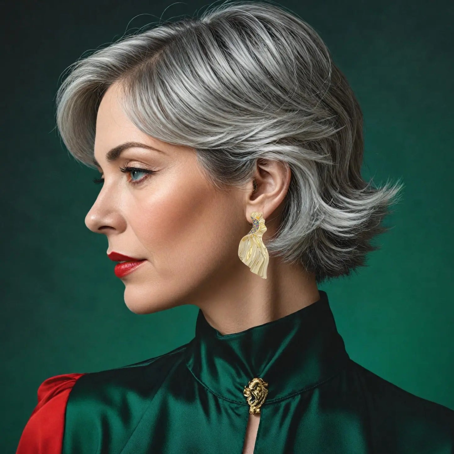 Vergulde blad oorbellen met multicolor zirkonia stenen  Victoria Valenza