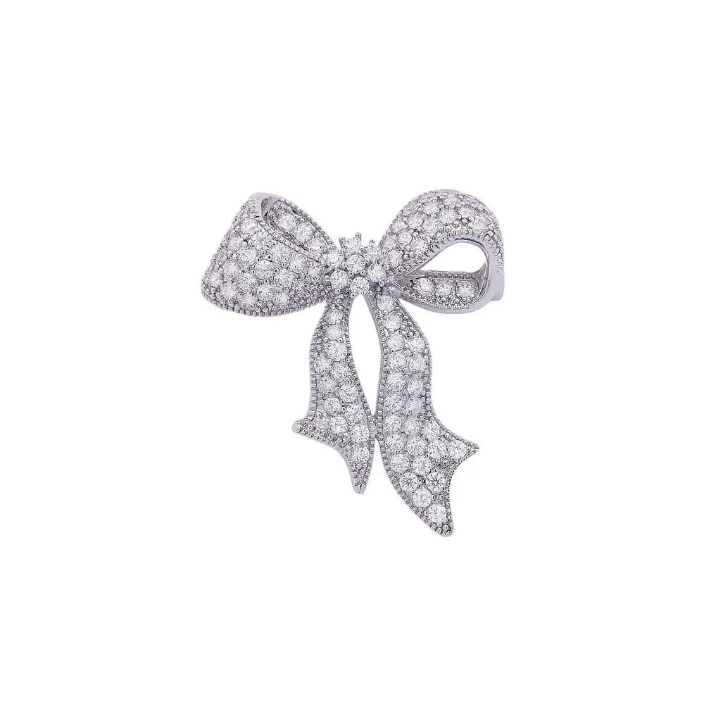 
                      
                        Zilverkleurige strik broche met zirkonia stenen  Victoria Valenza
                      
                    