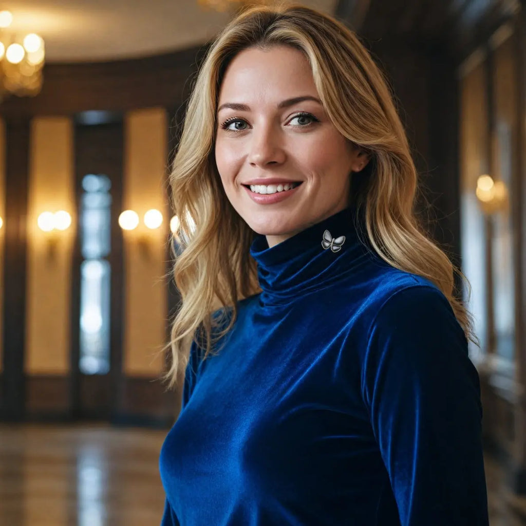 Goudkleurige vlinder broche met grijze parelmoer en zirkonia stenen  Victoria Valenza