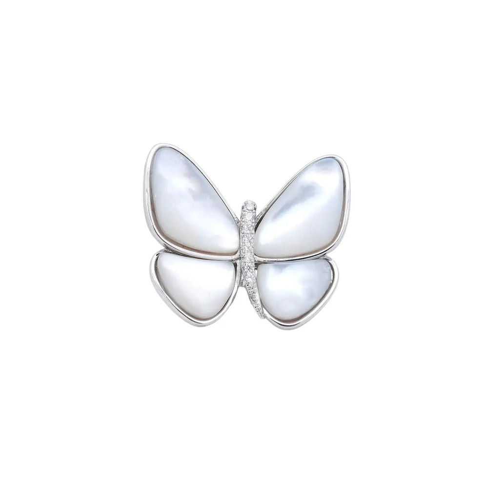 
                      
                        Zilverkleurige vlinder broche met parelmoer en zirkonia stenen  Victoria Valenza
                      
                    