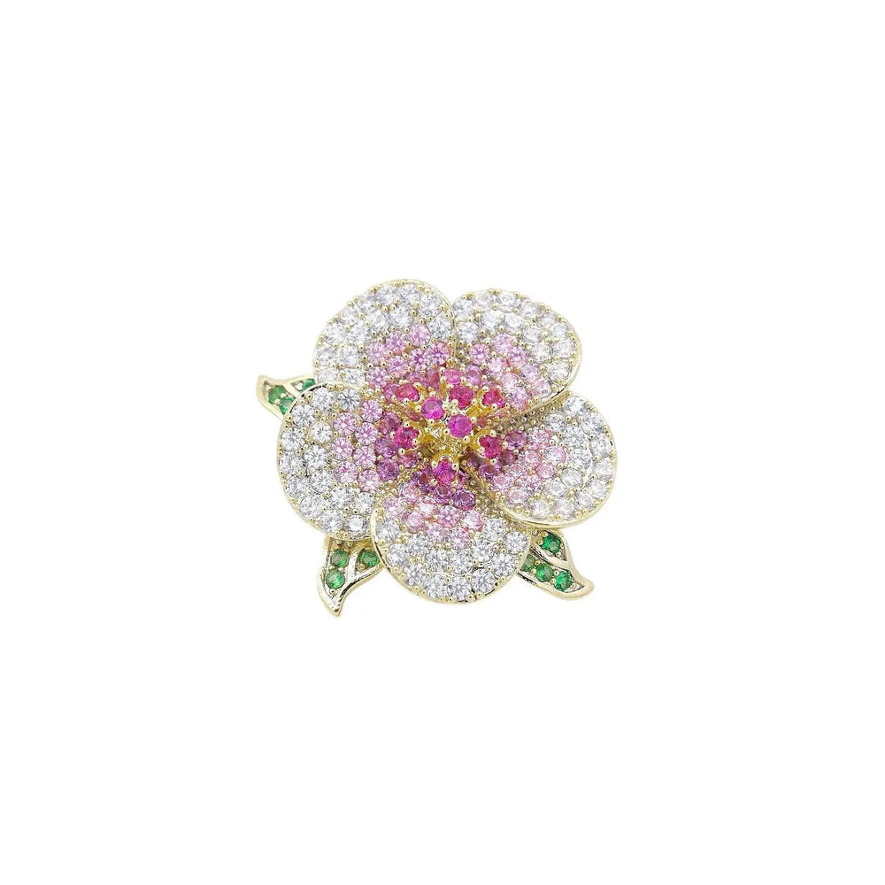
                      
                        Goudkleurige sakura broche met mulricolor zirkonia stenen  Victoria Valenza
                      
                    