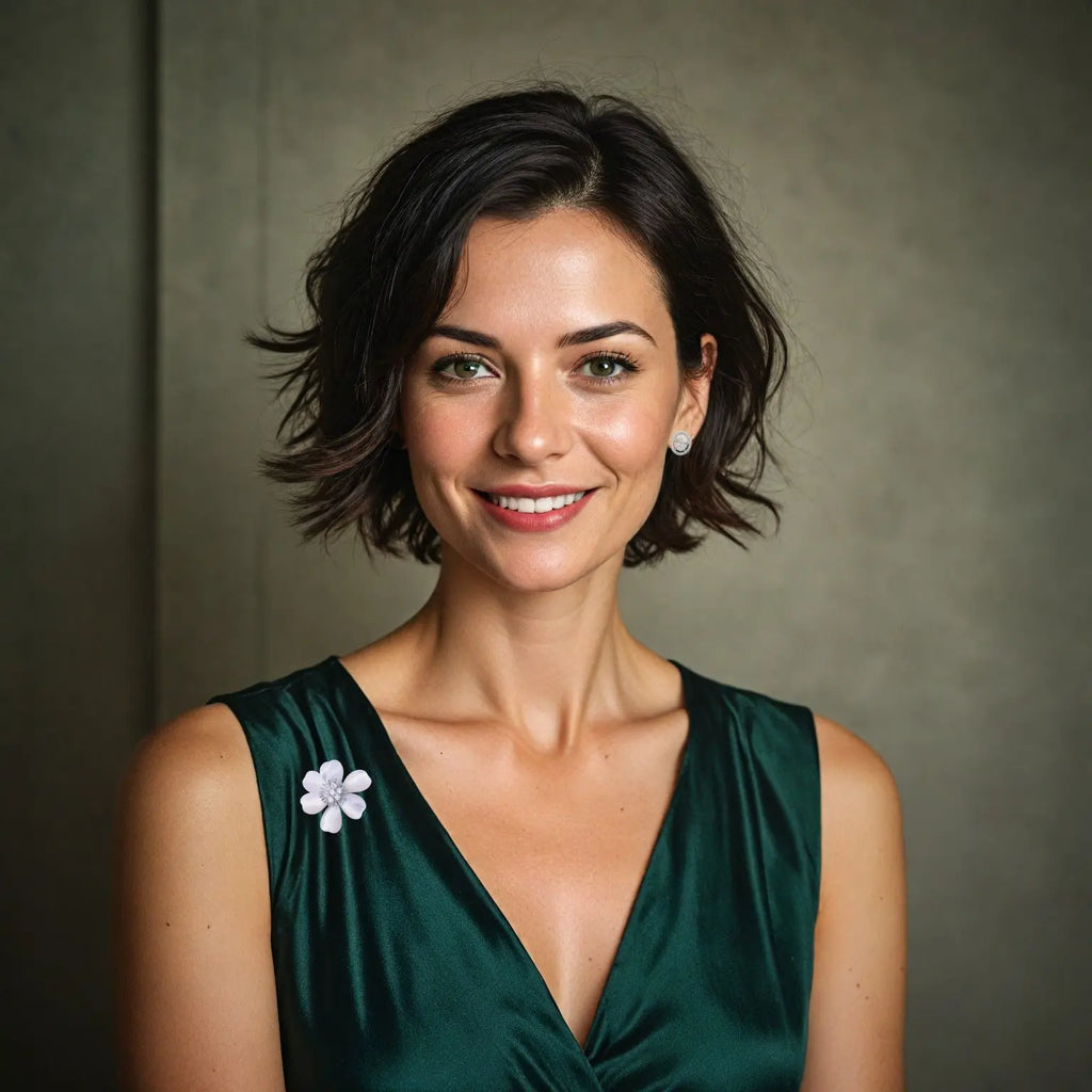 Zilverkleurige jasmijnbloem broche met parelmoer en zirkonia stenen  Victoria Valenza