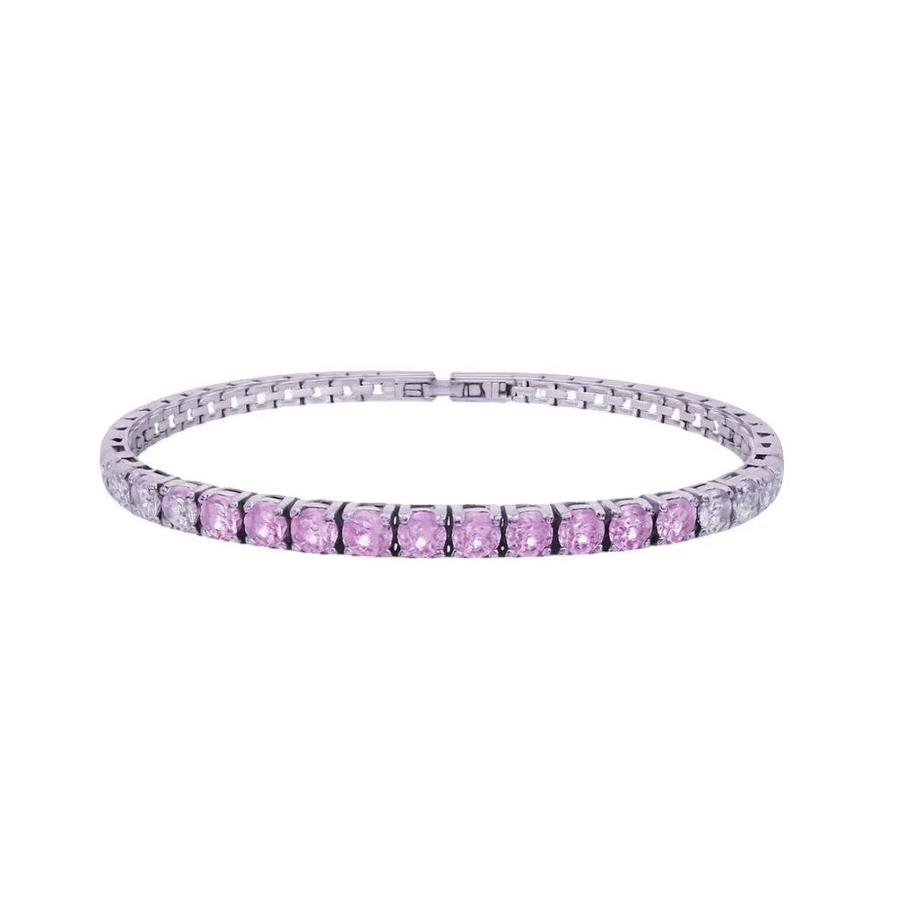 
                      
                        RVS tennis armband met roze en witte zirkonia stenen  Victoria Valenza
                      
                    