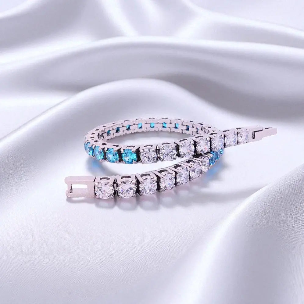 
                      
                        RVS tennis armband met roze en witte zirkonia stenen  Victoria Valenza
                      
                    