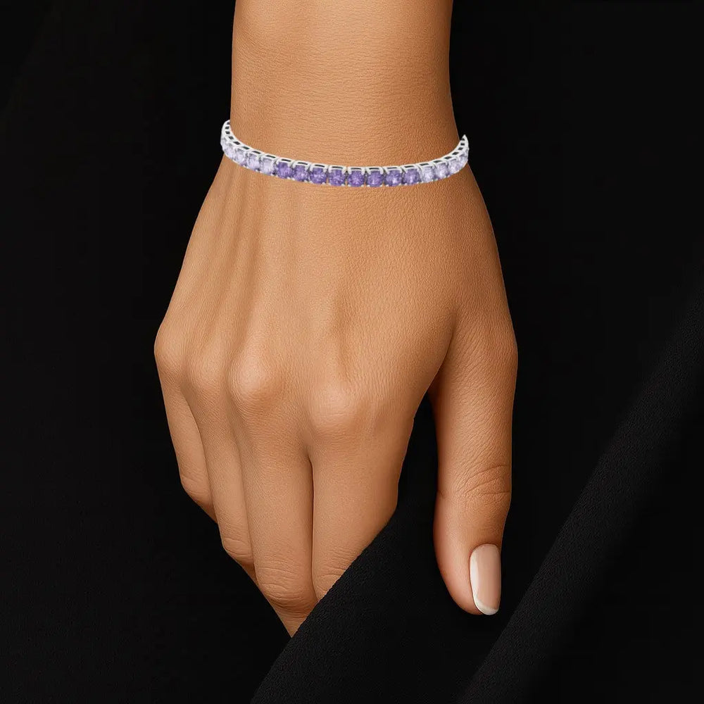 RVS tennis armband met turquoiseblauwe en witte zirkonia stenen (kopie)  Victoria Valenza
