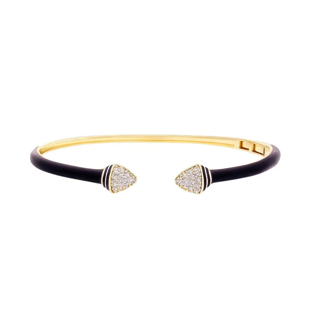 
                      
                        Goudkleurige armband met zwarte emaille en zirkonia stenen  Victoria Valenza
                      
                    
