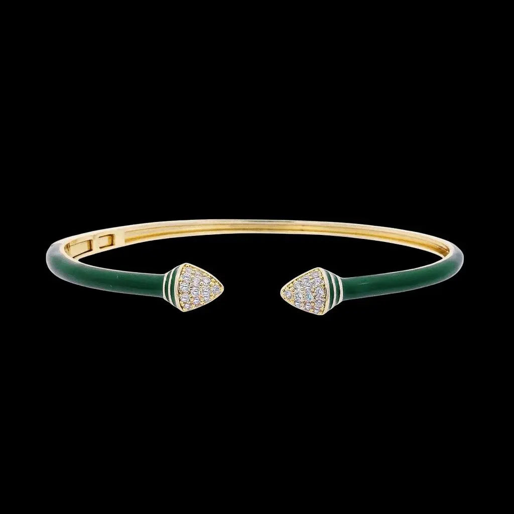 Goudkleurige armband met groene emaille en zirkonia stenen  Victoria Valenza