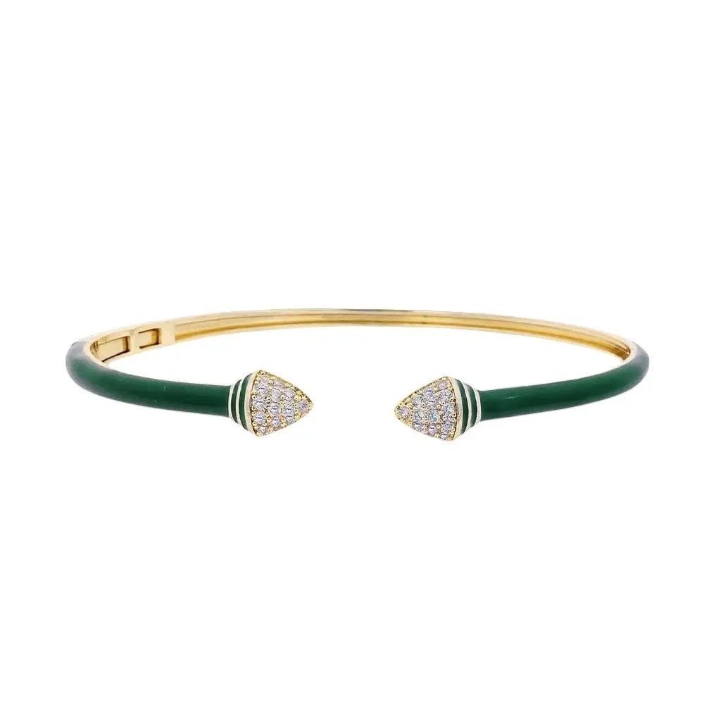 Goudkleurige armband met groene emaille en zirkonia stenen  Victoria Valenza