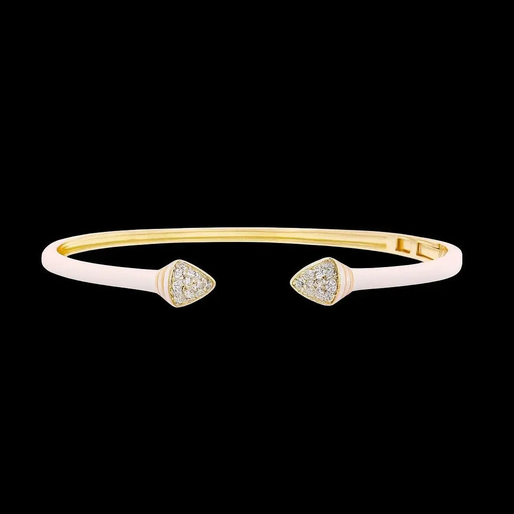 Goudkleurige armband met witte emaille en zirkonia stenen  Victoria Valenza
