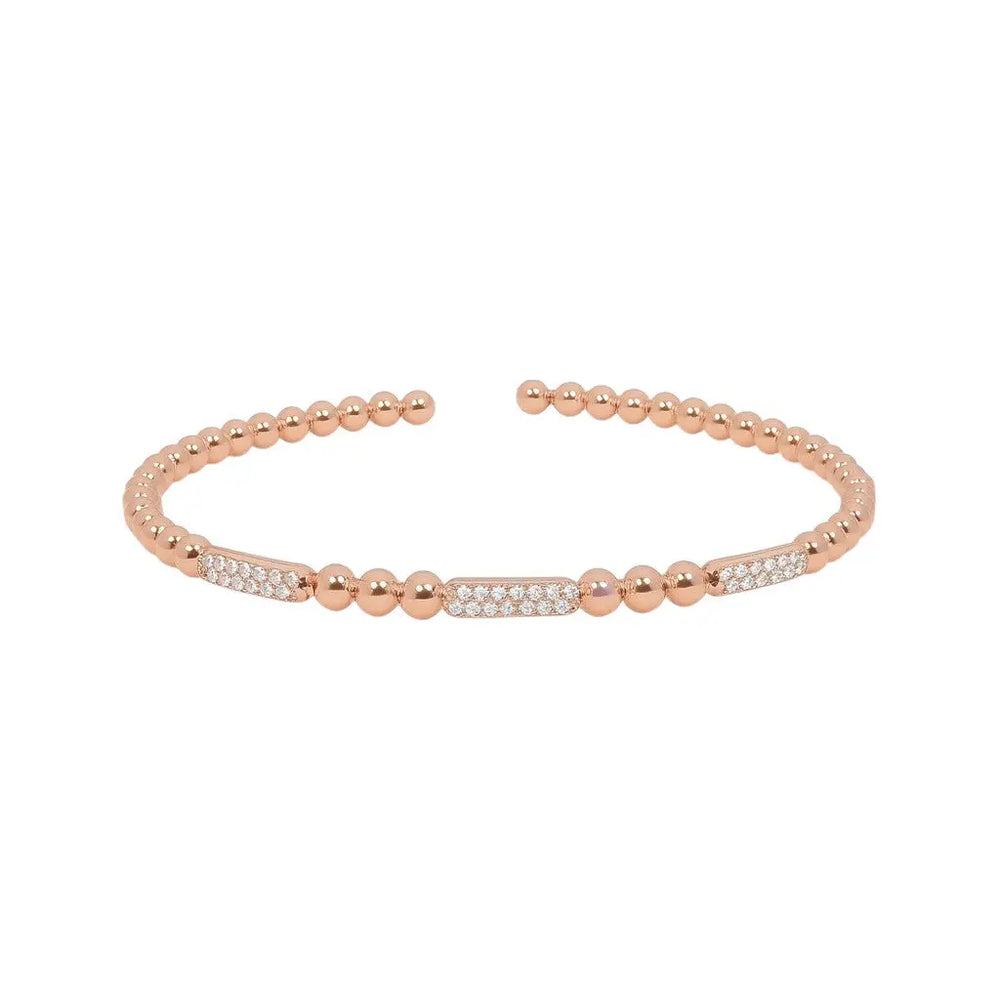 
                      
                        Roségoudkleurige bolletjes flexarmband met zirkonia stenen  Victoria Valenza
                      
                    