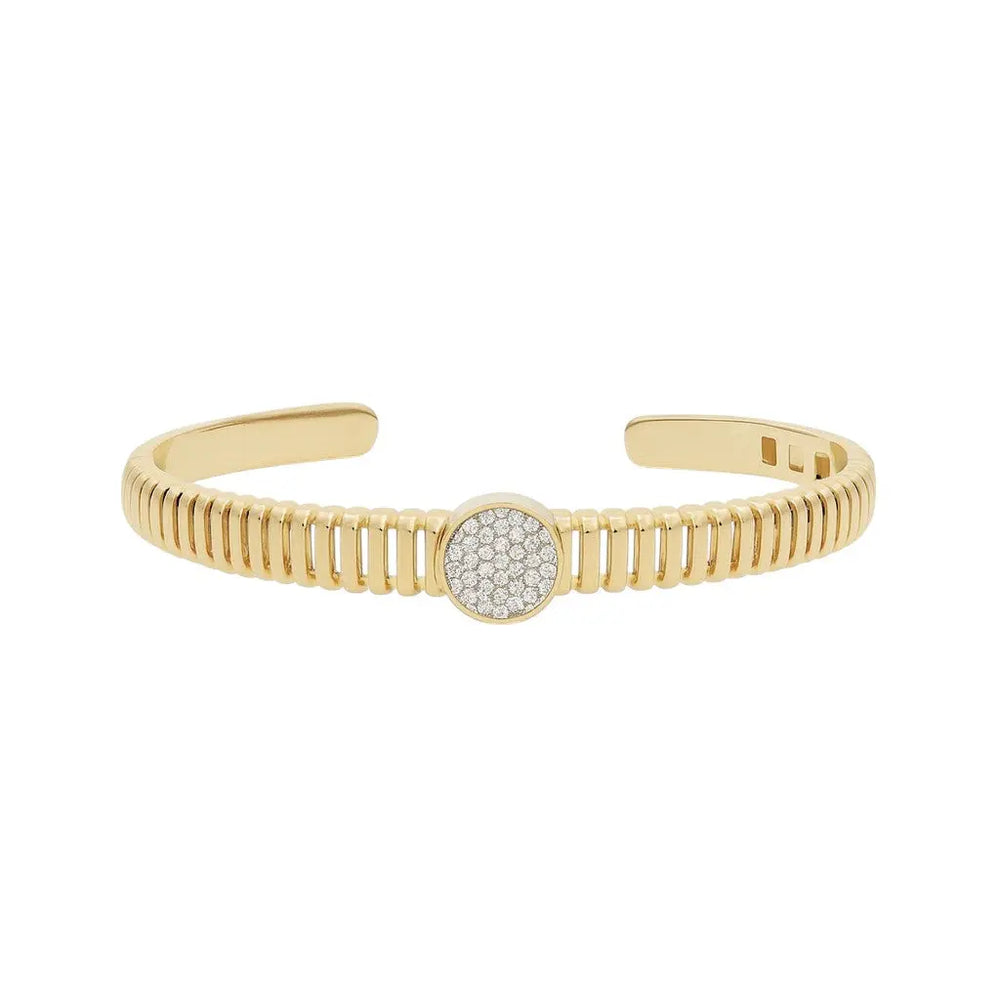 
                      
                        Goudkleurige opengewerkte armband met pavé zirkonia stenen  Victoria Valenza
                      
                    