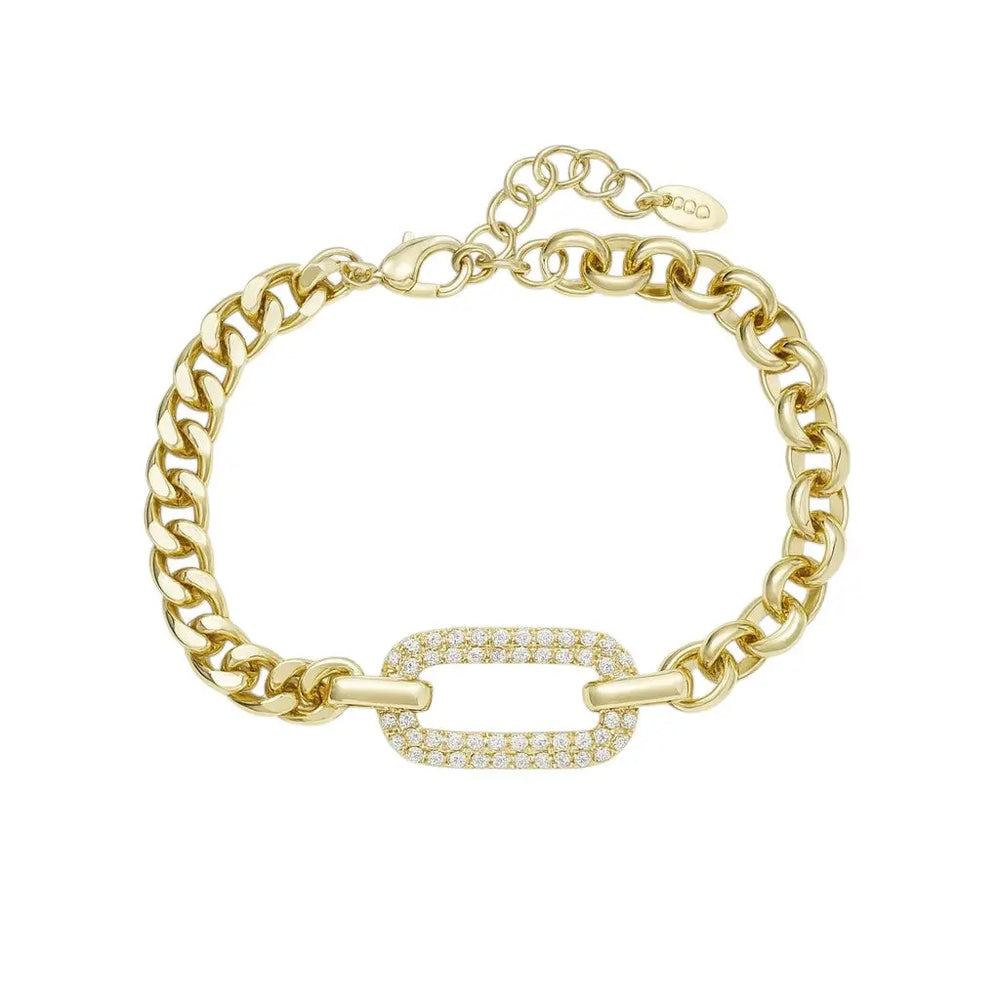 
                      
                        Goudkleurige link armband met pavé zirkonia stenen  Victoria Valenza
                      
                    