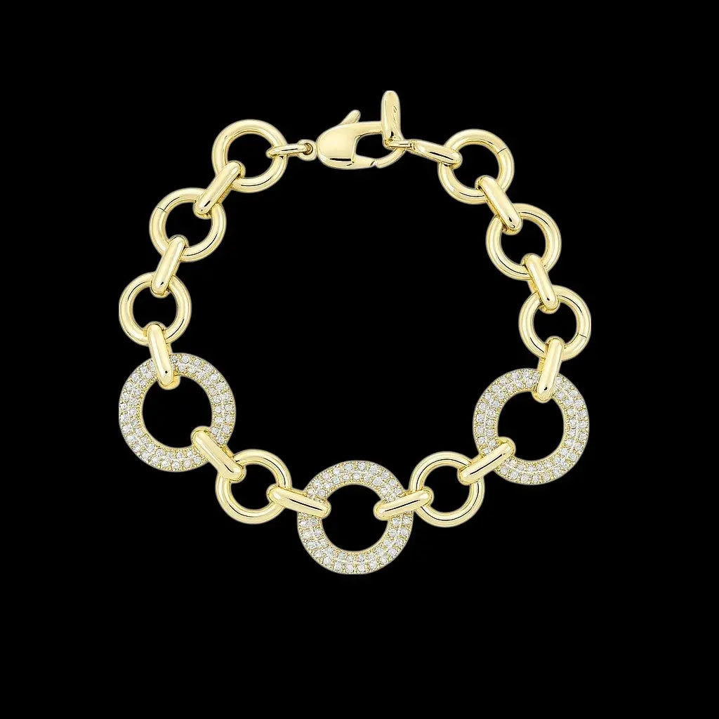 Goudkleurige cirkels armband met zirkonia stenen  Victoria Valenza