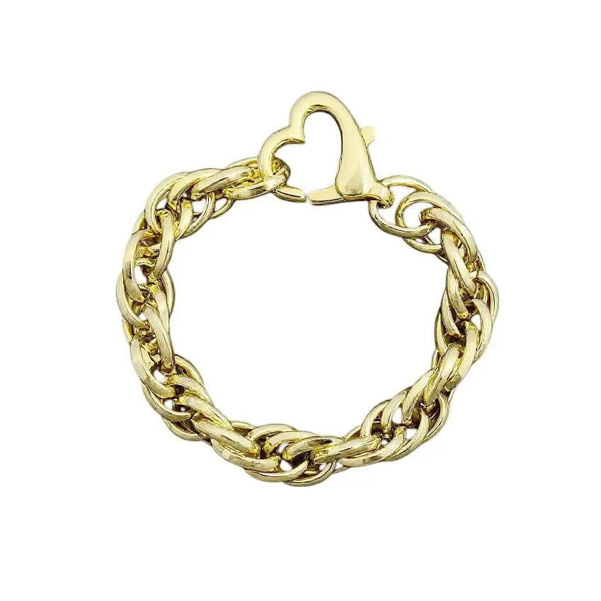 
                      
                        Goudkleurige fantasie armband met hart slot  Victoria Valenza
                      
                    