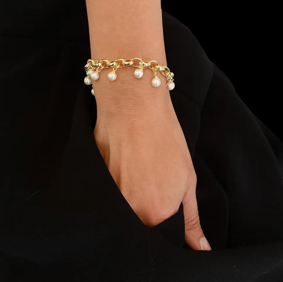 Goudkleurige armband met parels  Victoria Valenza