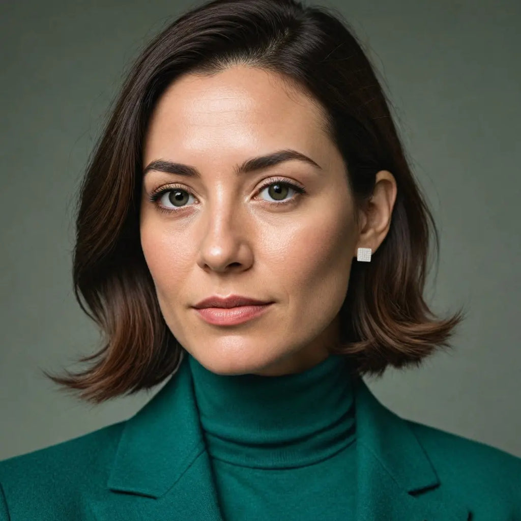 Zilverkleurige rechthoekige oorbellen met zirkonia stenen  Victoria Valenza