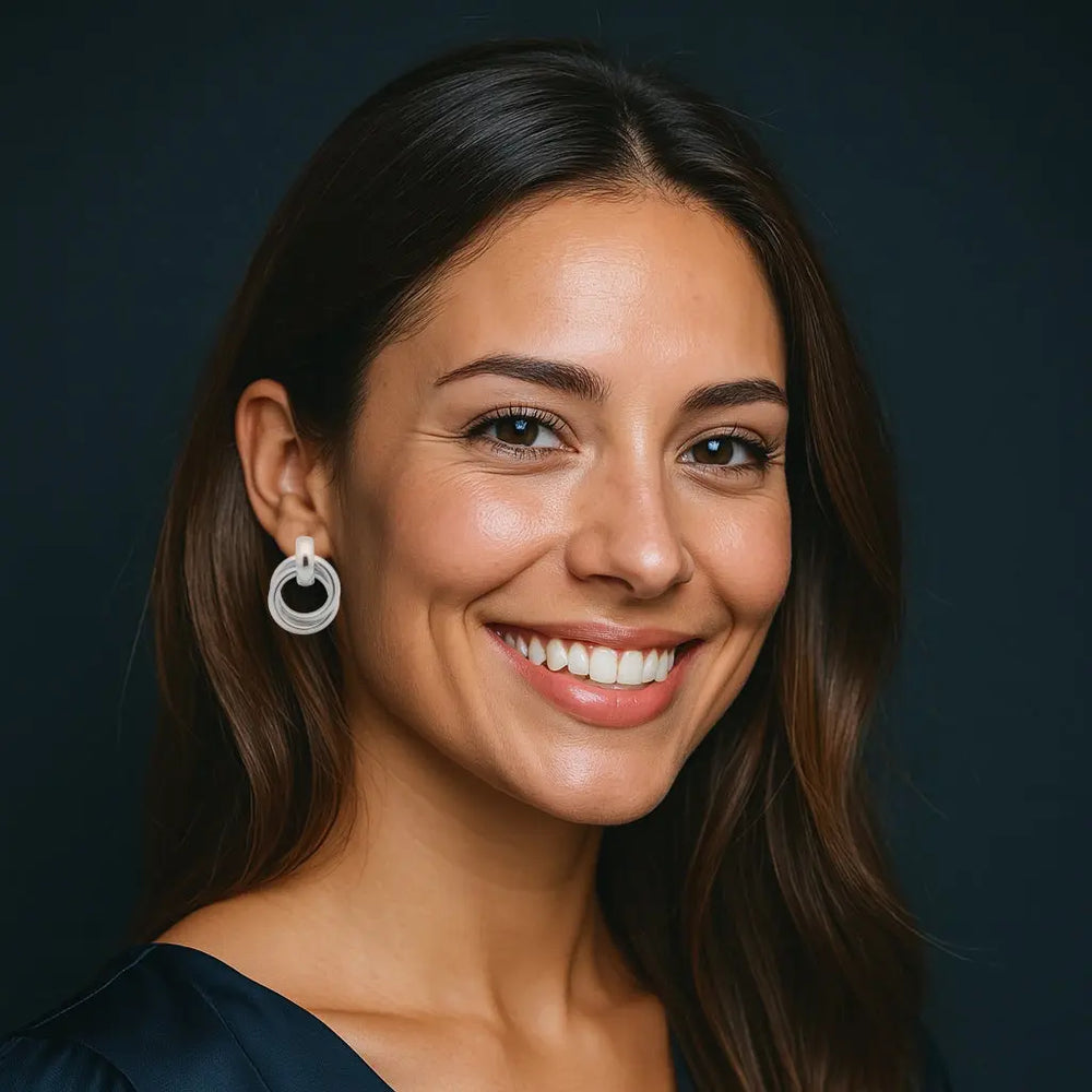Zilverkleurige dubbele hoepel clip oorbellen  Victoria Valenza