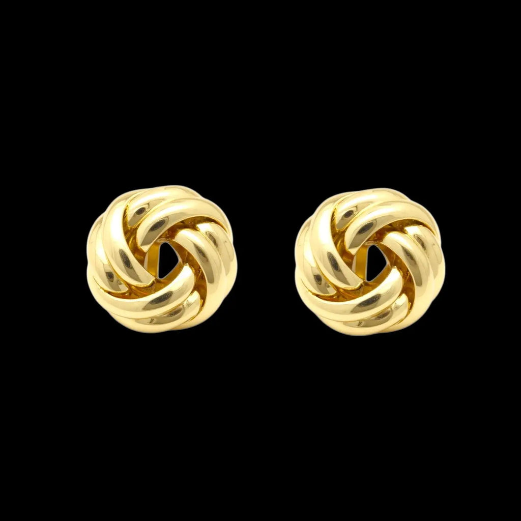 Goudkleurige klassieke knot clip oorbellen  Victoria Valenza