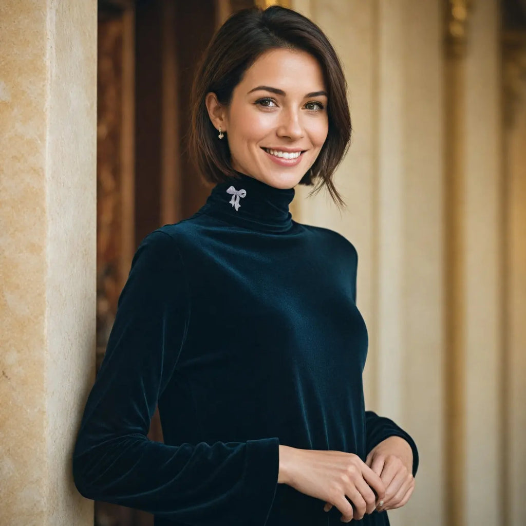 Zilverkleurige strik broche pavé paarse en witte zirkonia stenen  Victoria Valenza