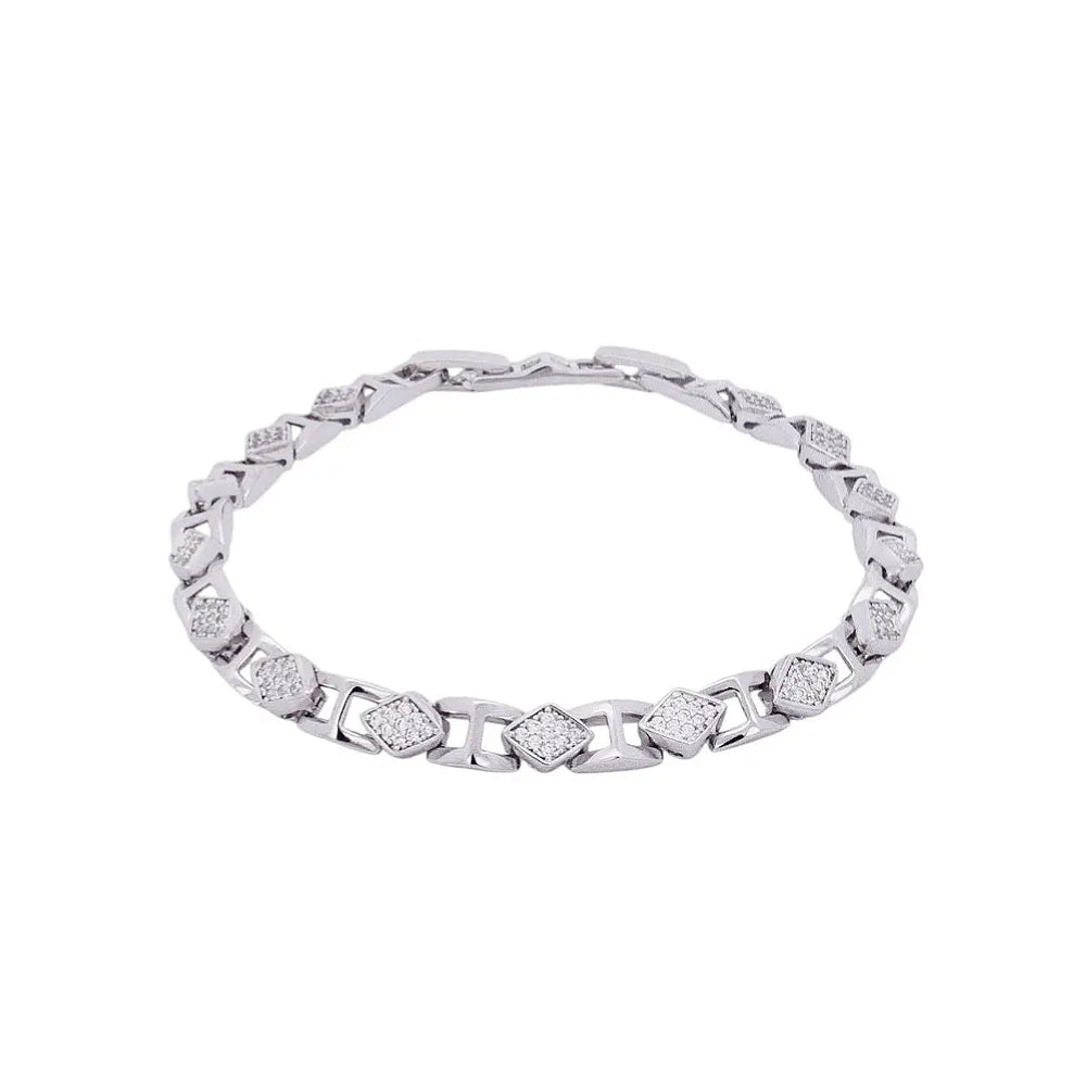 
                      
                        Zilverkleurige ruit armband met zirkonia stenen  Victoria Valenza
                      
                    