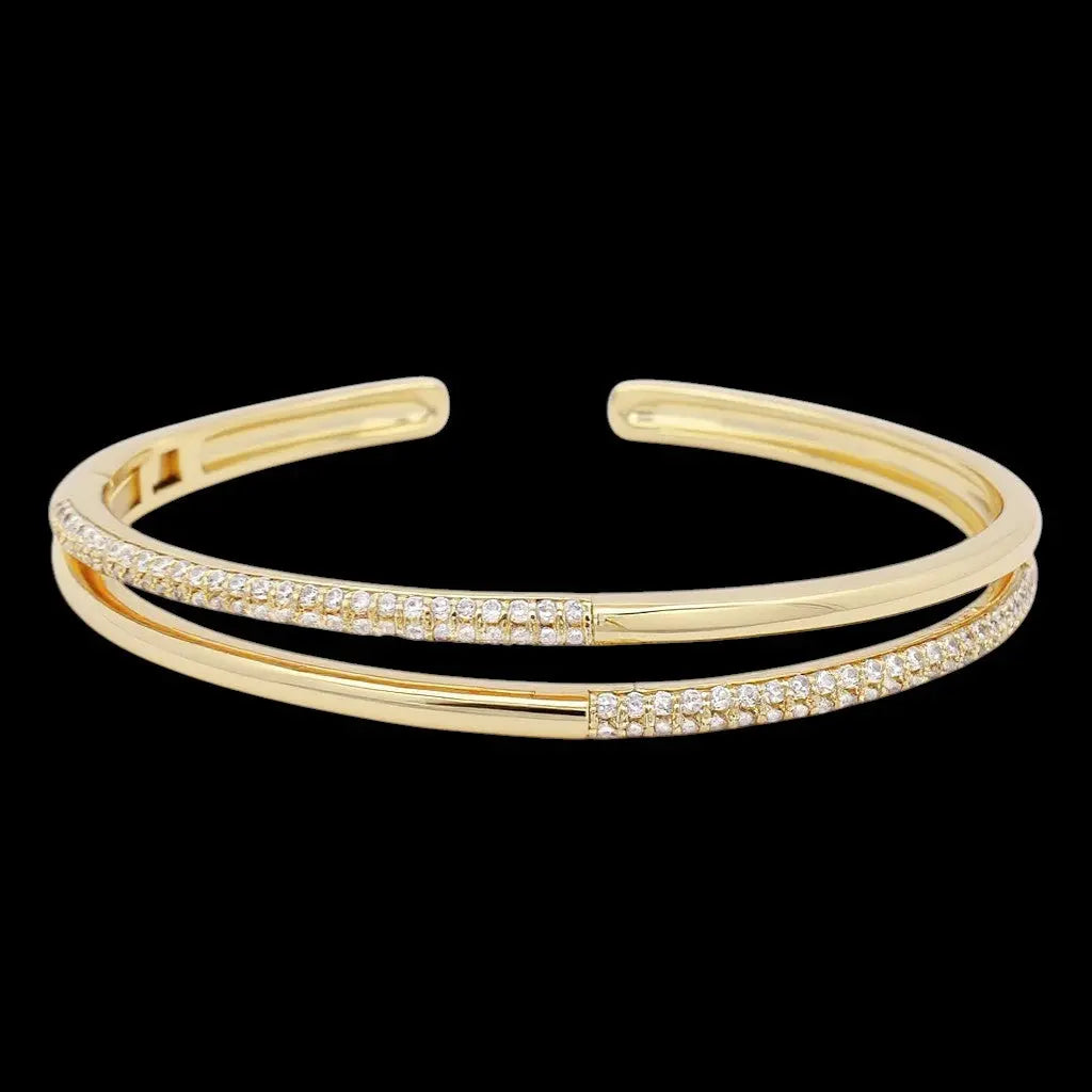 Goudkleurige opengewerkte armband met pavé zirkonia stenen  Victoria Valenza