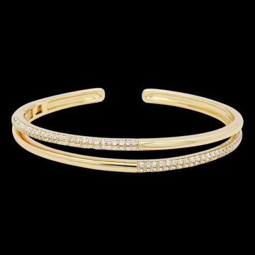 Goudkleurige opengewerkte armband met pavé zirkonia stenen  Victoria Valenza