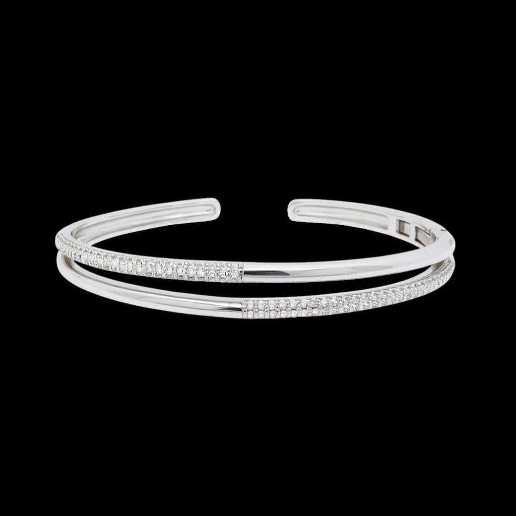 Zilverkleurige opengewerkte armband met pavé zirkonia stenen  Victoria Valenza